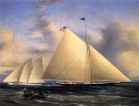 James E Buttersworth - The Sloop Maria Racing the Schooner Yacht America